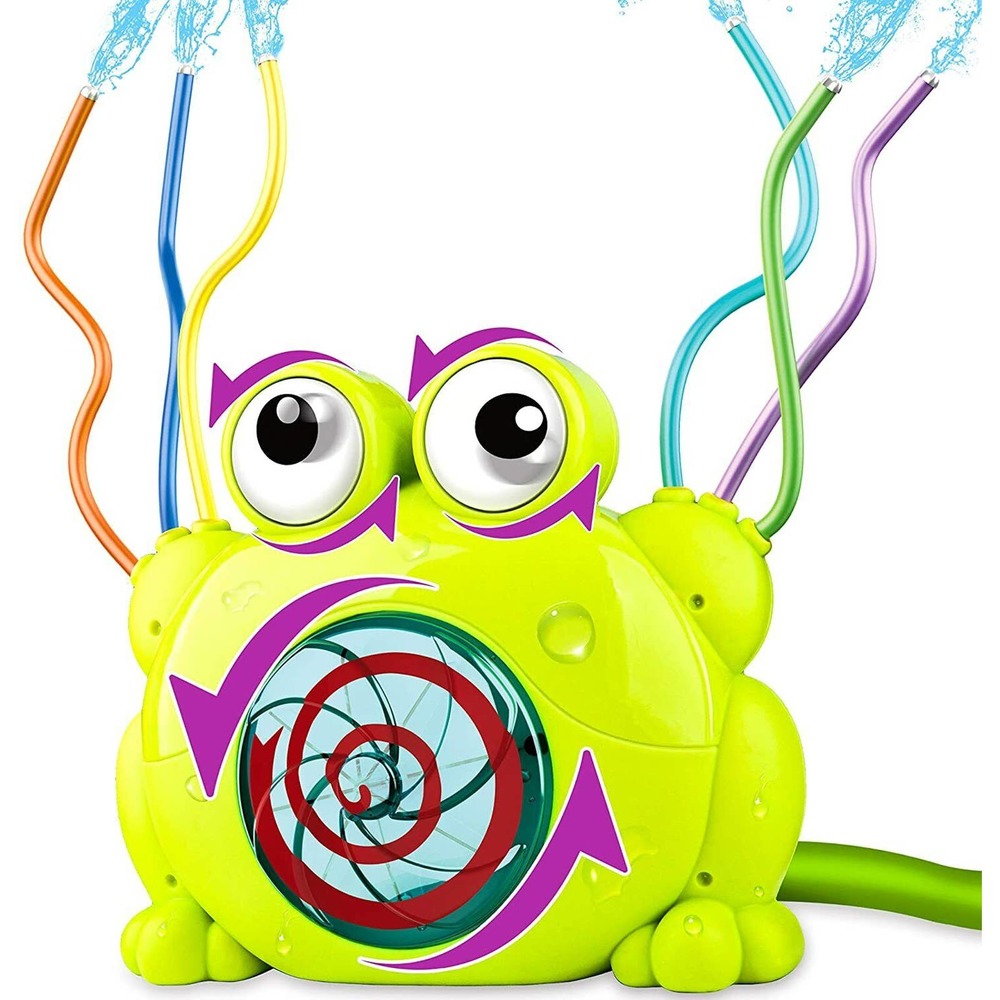 Water Sprinkler for Kids Frog Spray Sprinkler with Wiggle Tubes, Spinning Tongue